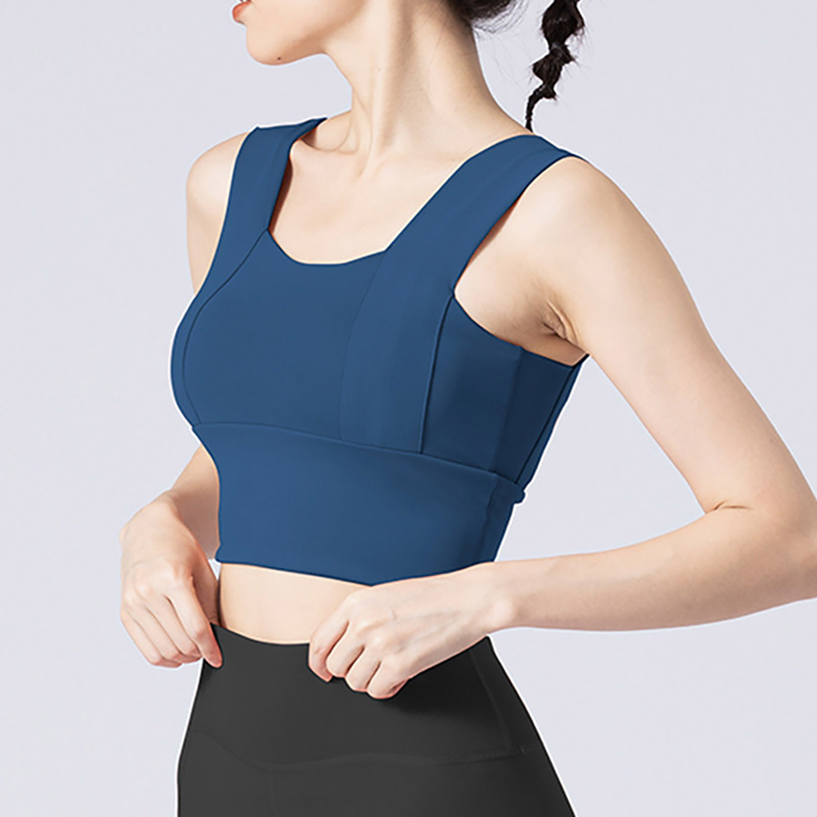thumbnail image 3 of Sujetador deportivo sin costuras para mujer - Sin aros, relleno extraíble - A prueba de golpes, diseño con espalda en U para yoga/running, 3 of 5